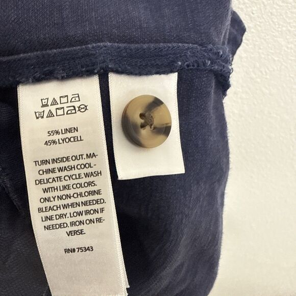 Nicole Miller Linen Top XL Blue - Picture 5 of 6